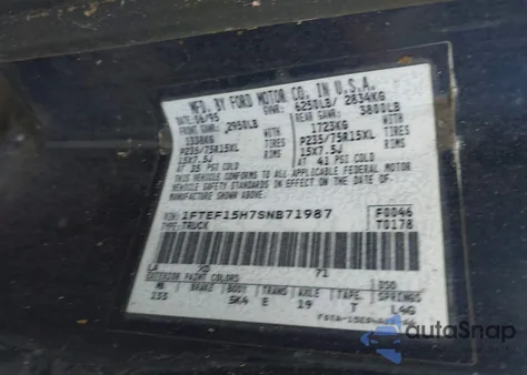 1995 Ford F150 z USA, uszkodzony, nr VIN 1FTEF15H7SNB71987